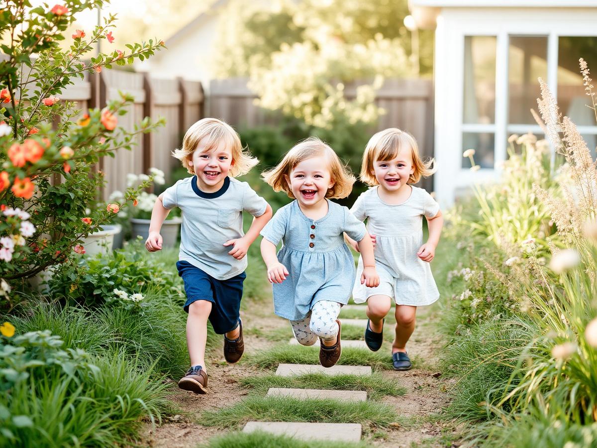 Children playing in garden